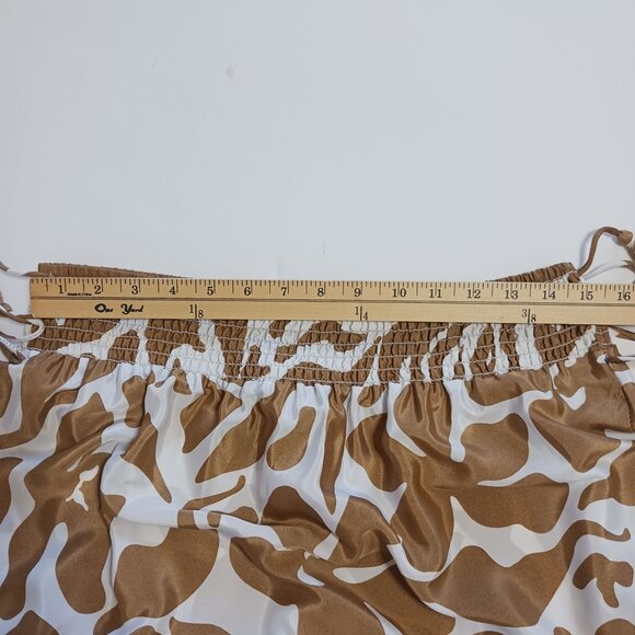 Calypso St. Barth Tiered Maxi Skirt Brown White Floral Elastic Waist Size Medium - Picture 9 of 11